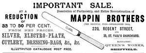 Advertisement for Mappin Brothers sale, 1890. Creator: Unknown