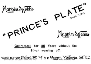 Silverware Prints: Advertisement for Mappin & Webb's 'Prince's Plate'