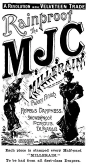 Waterproof Prints: Advertisement for Millerain Rainproof Velveteen, 1895. Creator: Unknown