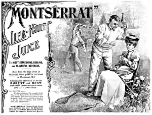 Bottle Prints: Advertisement for 'Montserrat' Lime-Fruit Juice, 1898. Creator: Unknown