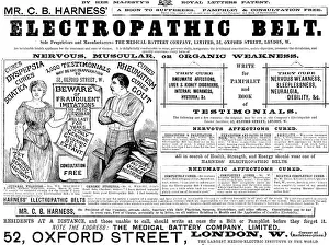 Healthcare Prints: Advertisement for Mr. C. B. Harness Electropathic Belt, 1890. Creator: Unknown