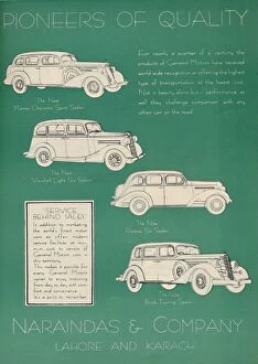 Civil And Military Gazette Collection: Advertisement for Naraindas & Company, suppliers of motor cars, 1936. Creator: Unknown