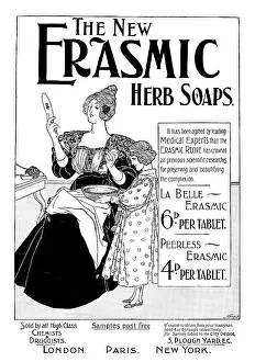 Hare Prints: Advertisement for the new Erasmic Herb Soaps, 1898. Creator: Unknown