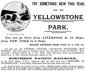 Geysers Prints: Advertisement for the Northern Pacific Railroad, 1895. Creator: Unknown