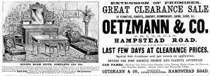 Chaise Longue Prints: Advertisement for Oetzmann & Co. Great Clearance Sale, 1890. Creator: Unknown