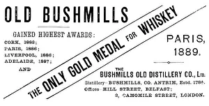 Distillery Prints: Advertisement for Old Bushmills Whiskey, 1890. Creator: Unknown