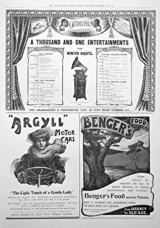 Home Entertainment Prints: An advertising page in the Illustrated London News, Christmas, 1905