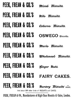 Advertisement for Peek, Frean & Co.'s Biscuits, 1895. Creator: Unknown.<br> Advertisement for Peek, Frean & Co.'s Biscuits, 1895. Creator: Unknown