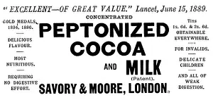 Dietary Supplement Prints: Advertisement for Peptonized Cocoa and Milk, 1890. Creator: Unknown