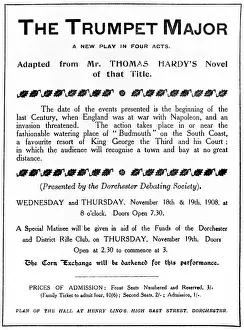 Hardy Prints: Bill advertising a performance of Thomas Hardy's 'The Trumpet Major', 1908