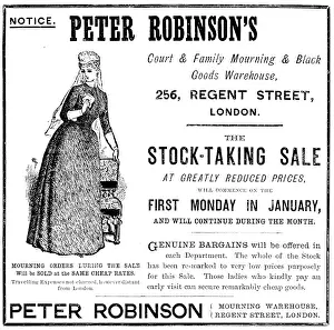Sale Prints: Advertisement for Peter Robinson's, 1890. Creator: Unknown