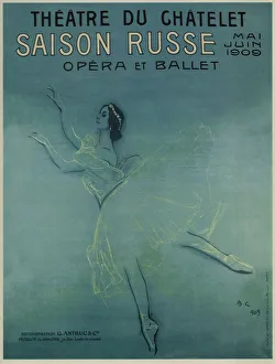 Advertising Poster for the Ballet dancer Anna Pavlova in the ballet Les sylphides by F. Chopin, 1909. Found in the collection of the Russian State Library, Moscow Promotion Gallery: Advertising Poster for the Ballet dancer Anna Pavlova in the ballet Les sylphides by F. Chopin, 1909