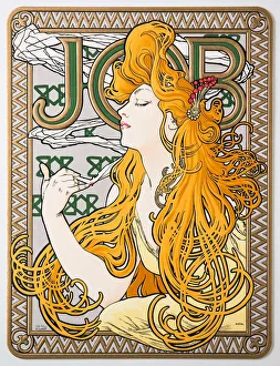 Smoker Collection: Advertising Poster for the tissue paper Job, 1897. Creator: Mucha, Alfons Marie