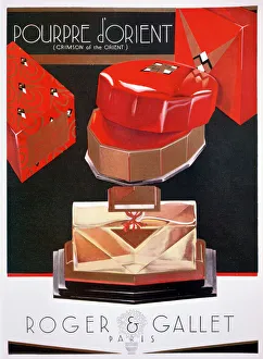 Beauty Product Gallery: Advert for Pourpre d Orient (Crimson of the Orient), perfume by Roger and Gallet, 1930