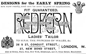 Advertisement for Redfern Ladies Tailor, 1890. Creator: Unknown