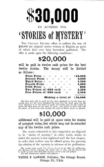 Mystery Prints: Advertisement - request for authors by the 'Chicago Record' newspaper