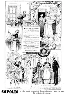 Cleaning Prints: Advertisement for Sapolio House-Cleansing Soap, 1890. Creator: Unknown