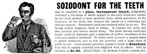 Brushing Prints: Advertisement for Sozodont for the teeth, 1890. Creator: Unknown