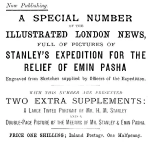 Henry Stanley Prints: Advertisement for a special number of the Illustrated London News