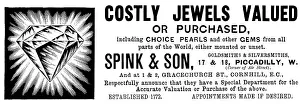 Merchant Prints: Advertisement for Spink & Son, goldsmiths & silversmiths, 1895. Creator: Unknown