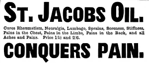 Rheumatism Prints: Advertisement for St. Jacobs Oil, 1895. Creator: Unknown