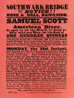 Leonard Russell Prints: Advertisement for stunt shows by Samuel Scott, 1840, (1948). Creator: Unknown