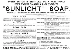 Division Of Labour Prints: Advertisement for Sunlight Soap, 1890. Creator: Unknown