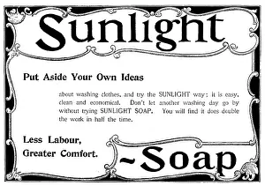 Washing Prints: Advertisement for Sunlight Soap, 1898. Creator: Unknown