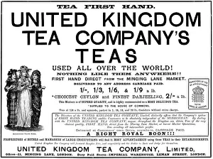 Royal Warrant Prints: Advertisement for United Kingdom Tea Company, Limited, 1890. Creator: Unknown