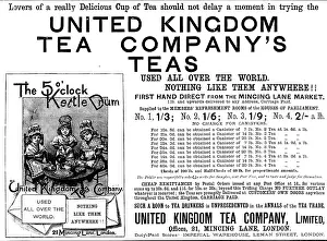 Teapot Prints: Advertisement for United Kingdom Tea Company's Teas, 1890. Creator: Unknown