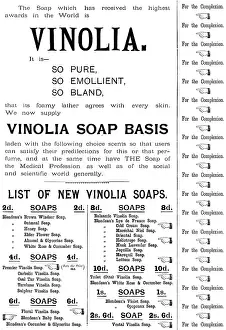Brand Prints: Advertisement for Vinolia Soap, 1895. Creator: Unknown