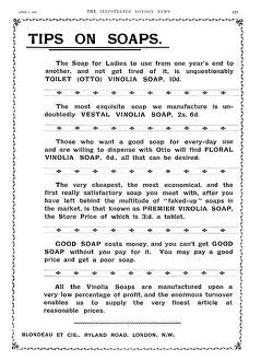 Brand Prints: Advertisement for Vinolia Soap, 1895. Creator: Unknown