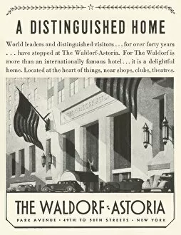 Edward Gordon Wenham Gallery: Advertisement for the Waldorf-Astoria Hotel in New York, 1934. Creator: Unknown