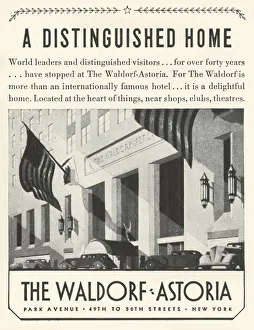 Wenham Prints: Advertisement for the Waldorf-Astoria Hotel in New York, 1934. Creator: Unknown