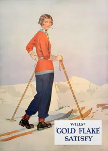 Skier Prints: Advert for Wills Gold Flake cigarettes, 1930