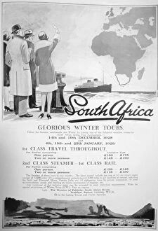 Images Dated 9th July 2008: Advert for winter tours of South Africa, 1928