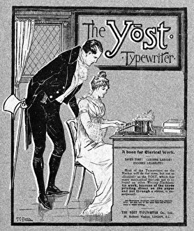 Advertisement for the Yost typewriter, 1901.Artist: Glover