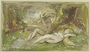 Book Of Genesis Prints: Adam beholds the newly created Eve. Creator: Jules Luntechutz