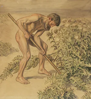 Thistle Prints: Adam drawing up Thistles, 1903. Creator: Joakim Skovgaard