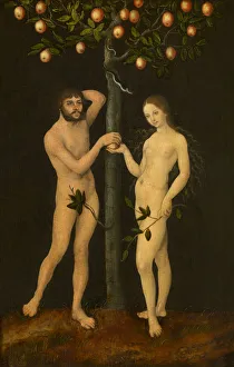 Expulsion From The Paradise Prints: Adam and Eve. Artist: Cranach, Lucas, the Elder (1472-1553)