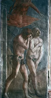 Banish Gallery: Adam and Eve banished from Paradise, (detail, pre-restoration), c1427. Artist: Masaccio Tommaso