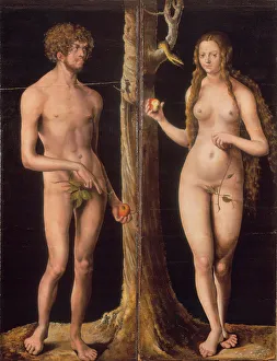 Expulsion From The Paradise Prints: Adam and Eve, c. 1510. Artist: Cranach, Lucas, the Elder (1472-1553)