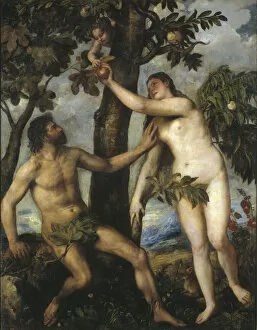 Expulsion From The Paradise Collection: Adam and Eve, c. 1550. Artist: Titian (1488-1576)