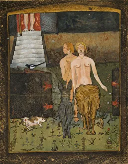 Expulsion From The Paradise Prints: Adam and Eve, c. 1895. Creator: Simberg, Hugo (1873-1917)