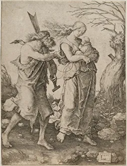 Expulsion From The Paradise Prints: Adam and Eve with Cain, 1510. Creator: Leyden; Lucas; van (1489/94-1533)