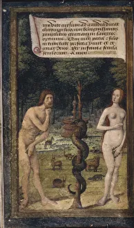 Expulsion From The Paradise Prints: Adam and Eve (from Lettres batardes), ca 1490-1510. Artist: Poyet, Jean (active 1483-1497)