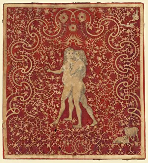 Cut Paper Prints: Adam and Eve in the Garden with a Pair of Sheep and a Pair of Doves