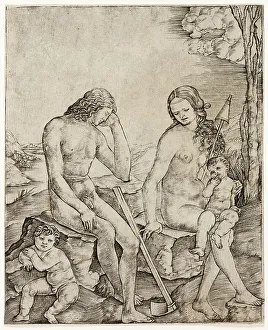Abel Prints: Adam and Eve with Infants Cain and Abel, c.1500. Creator: Cristofano di Michele Martini