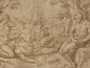 Coxie Prints: Adam and Eve Mourning the Death of Abel, ca. 1576. Creator: Michiel Coxie