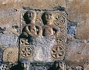 Luis Prints: Adam and Eve after the Original Sin, bas-relief on the facade of the church